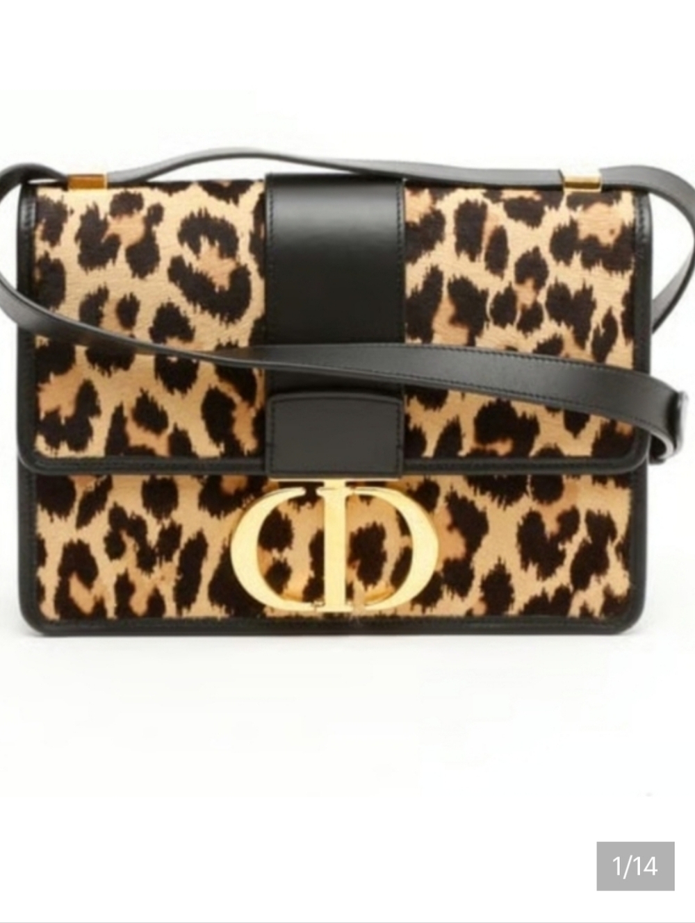 Christian Dior 30 Montaigne Vintage Leather Bag Pony Hair Leopard Print